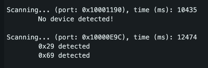 I2C Scanner Output